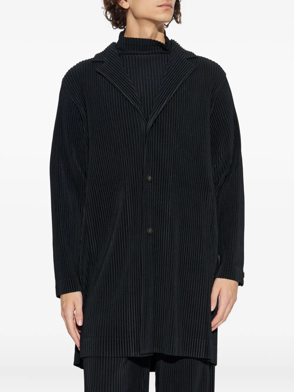 Homme Plissé Issey Miyake Wollen jas Zwart