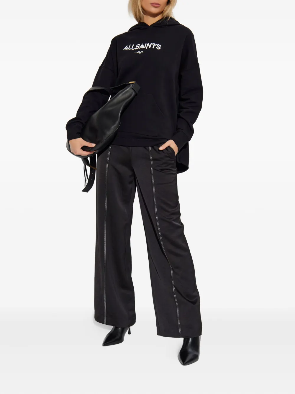 AllSaints Static hoodie met grafische print - Zwart