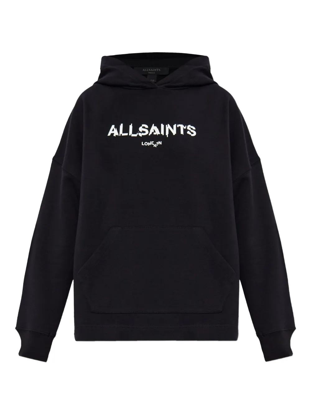 Allsaints Static Graphic-print Hoodie In Black