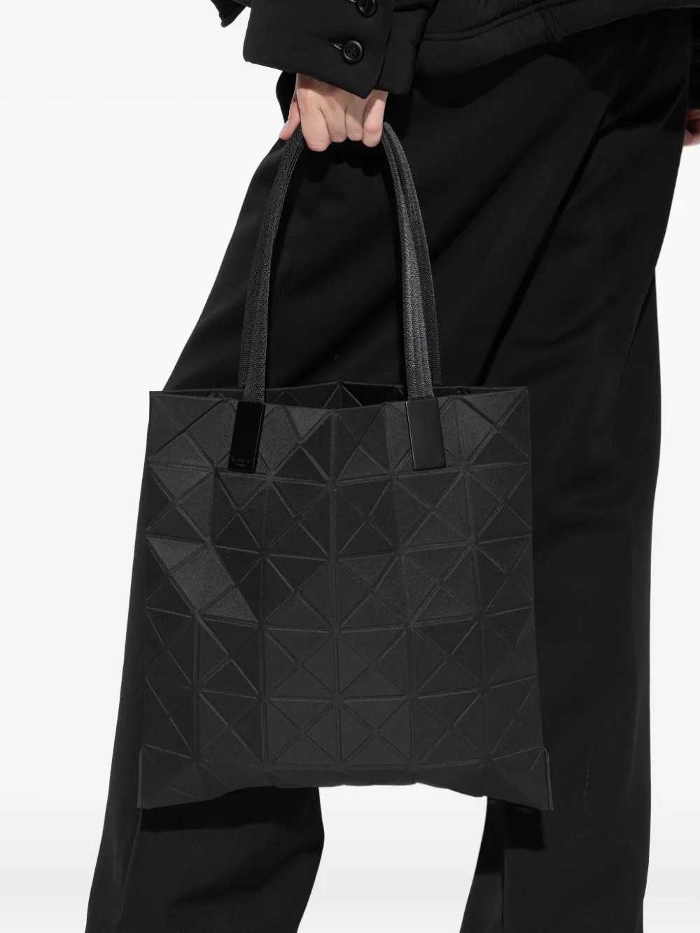 Bao Bao Issey Miyake Track Geometric-pattern Tote Bag In Black