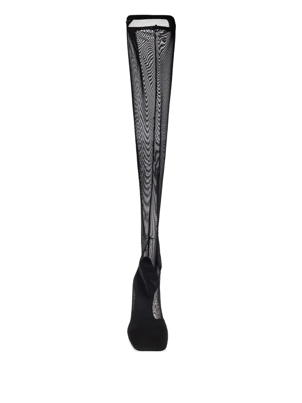 Courrèges Square-toe Mesh Thigh Boots In Black