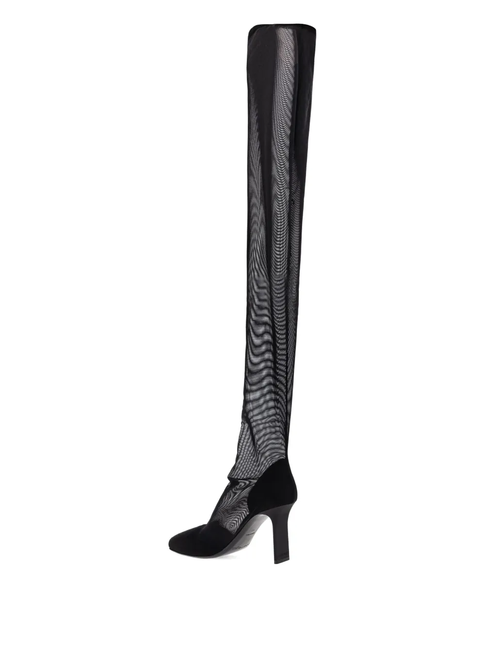 Courrèges Square-toe Mesh Thigh Boots In Black
