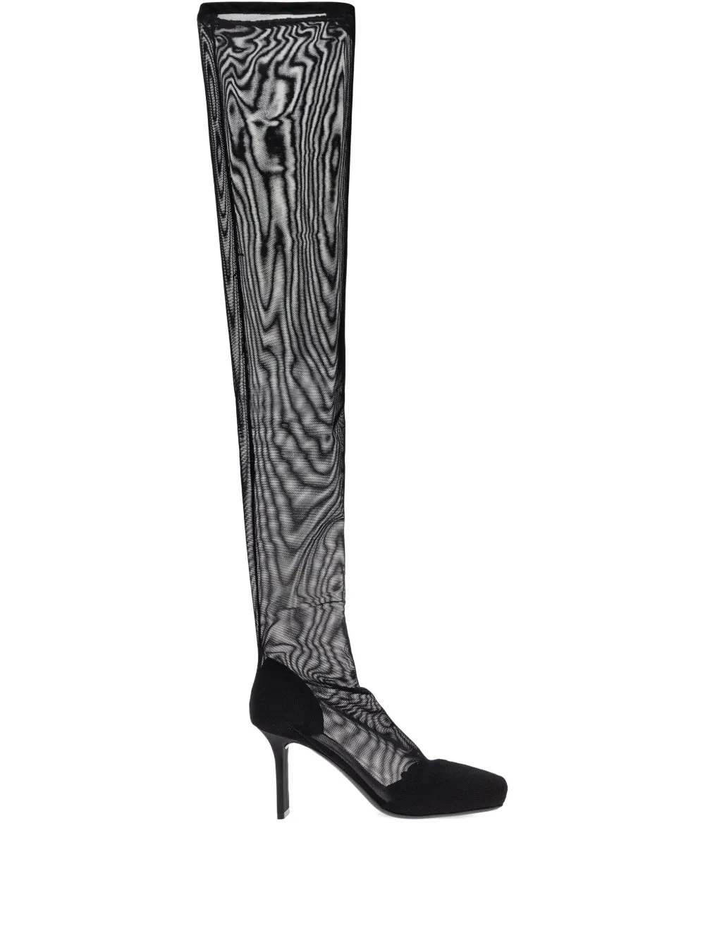 Courrèges Square-toe Mesh Thigh Boots In Black