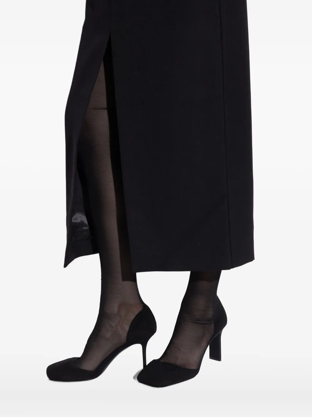 Courrèges Square-toe Mesh Thigh Boots In Black