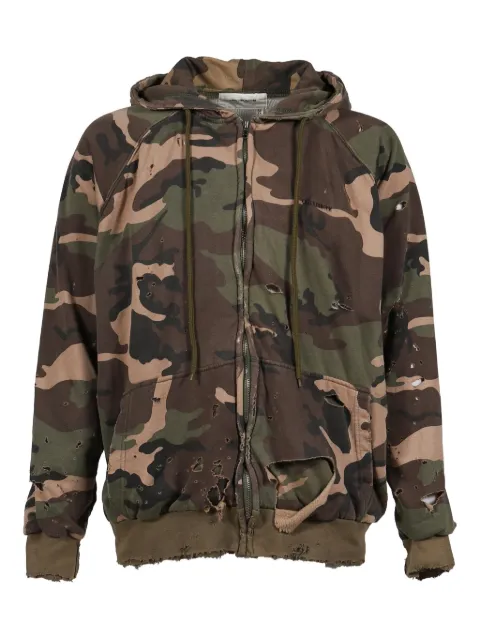 Anachronorm distressed long-sleeve hoodie