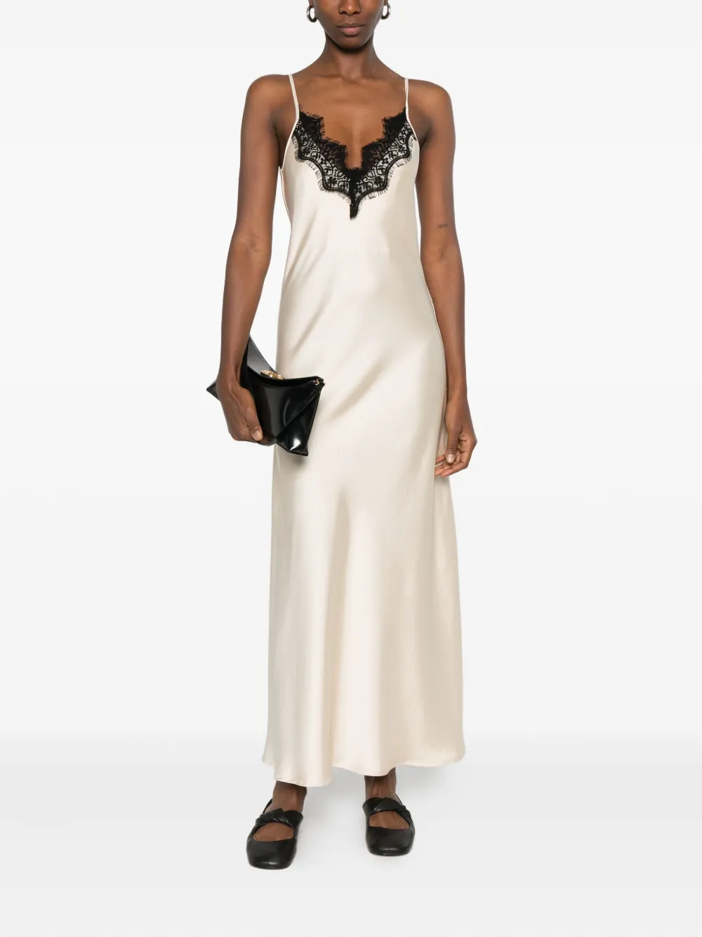 IMPERIAL lace-detail maxi dress - Beige