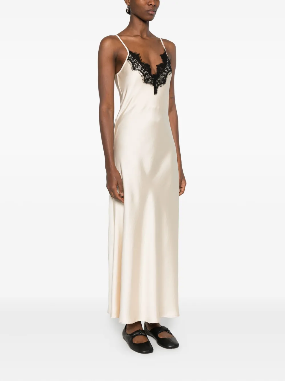 Imperial Lace-detail Maxi Dress In Neutral