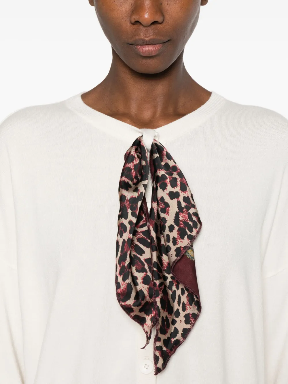 Dixie Attached-scarf Cardigan In White