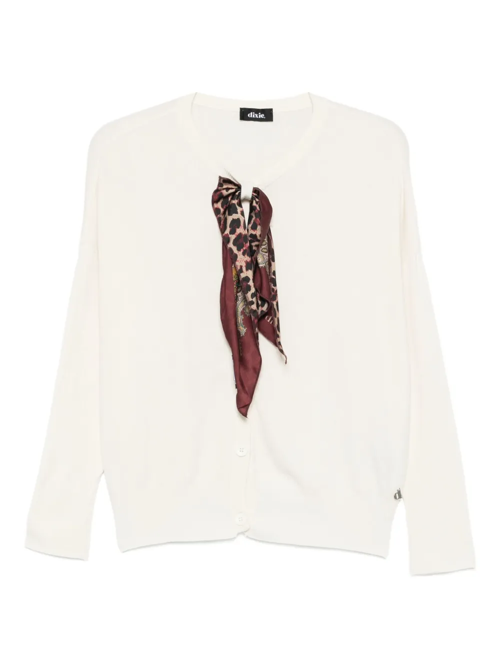Dixie Attached-scarf Cardigan In White