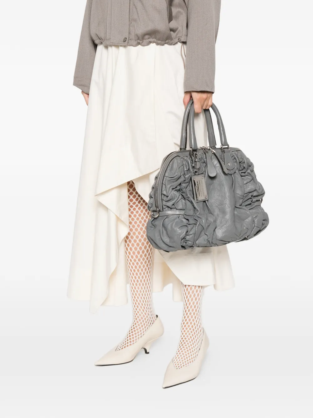 Pre-owned Dolce & Gabbana 2010s Miss Rouche Tote Bag In Gray