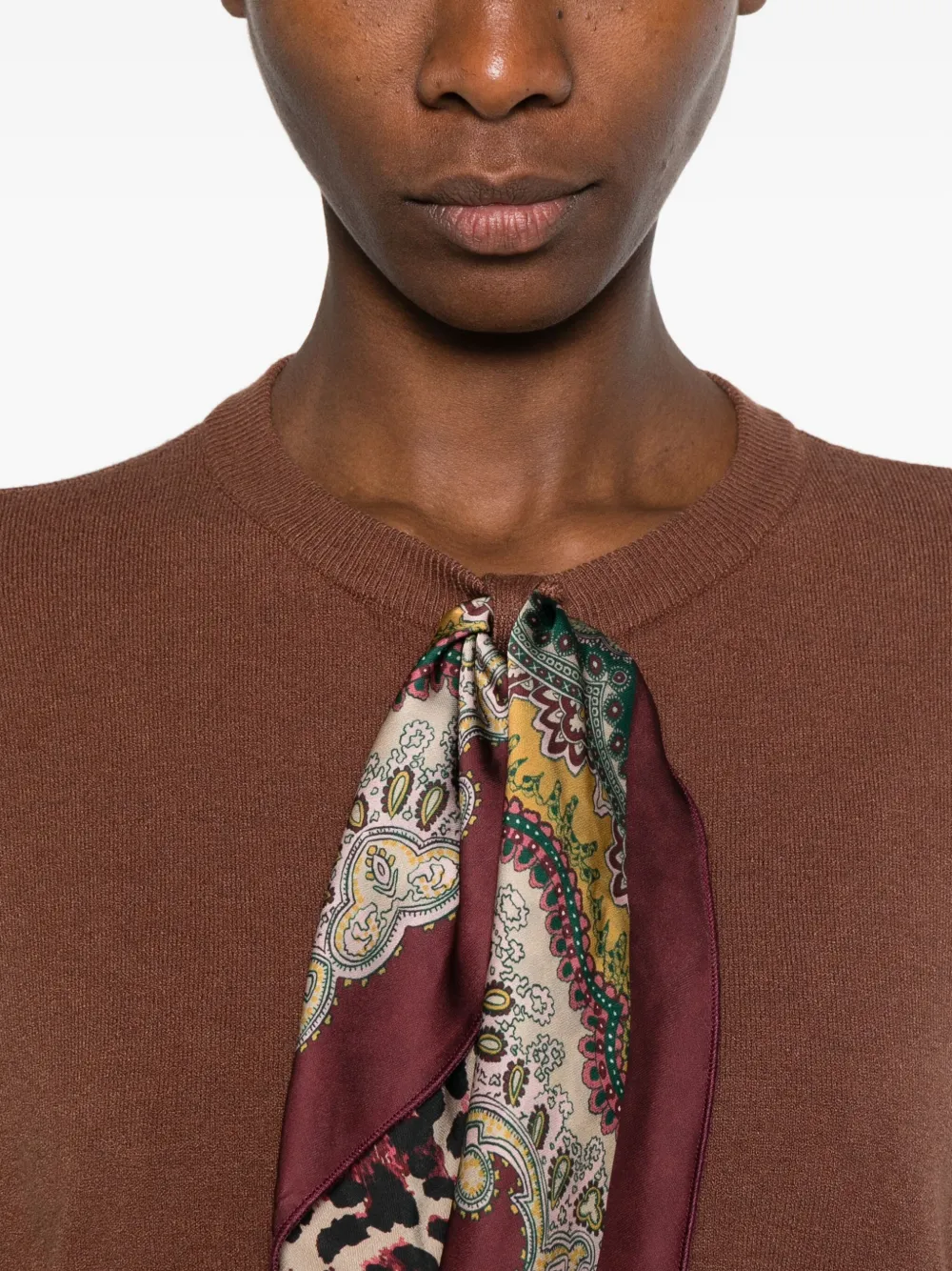 Dixie Scarf-detail Knitwear In Brown