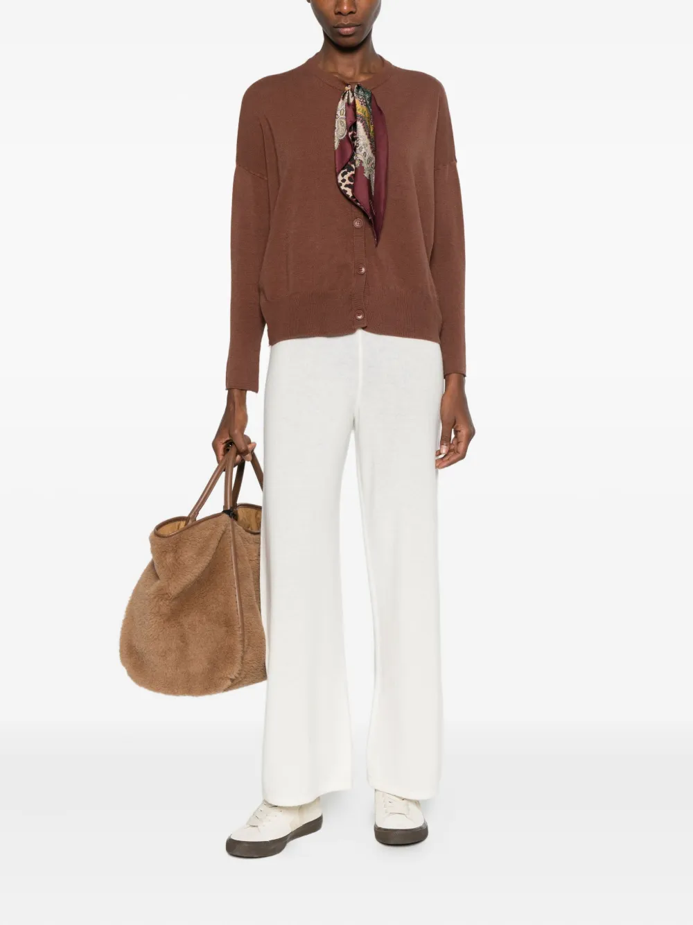 Dixie Scarf-detail Knitwear In Brown