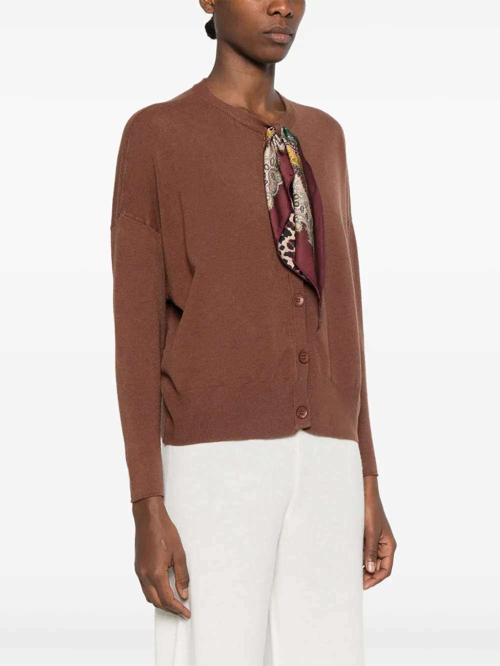 Dixie Scarf-detail Knitwear In Brown