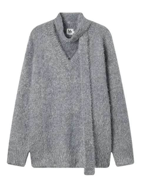 b+ab v-neck attached-scarf sweater