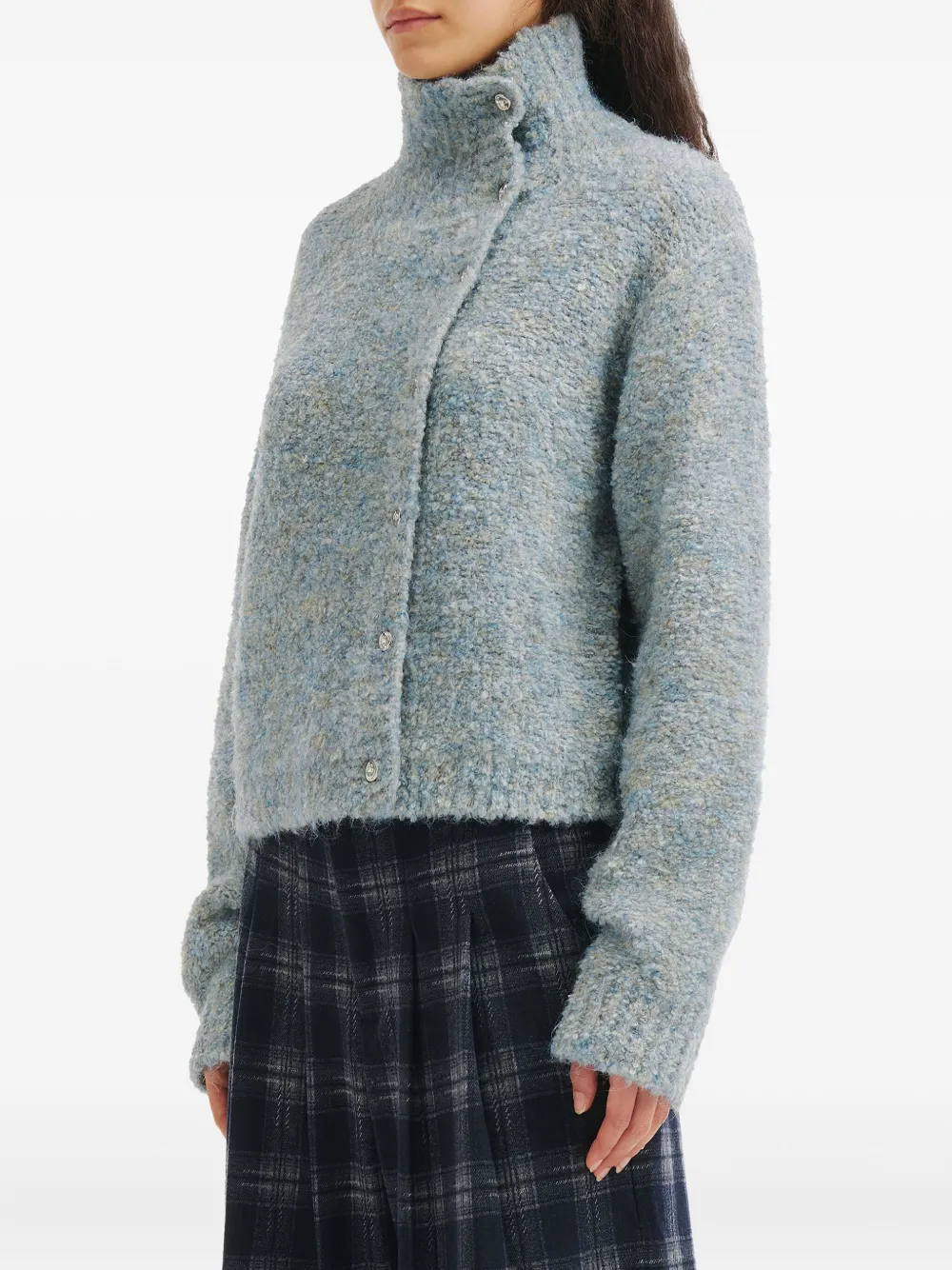 B+ab Button High-neck Cardigan In Gray