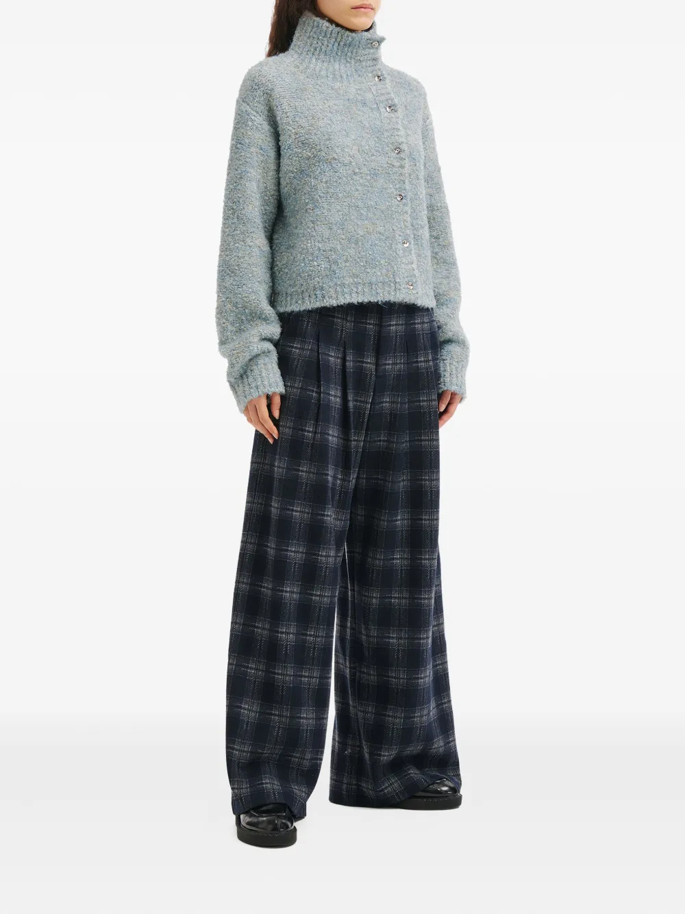 B+ab Button High-neck Cardigan In Gray