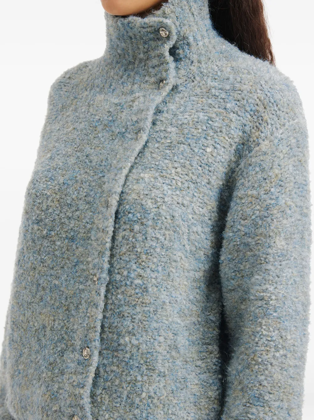 B+ab Button High-neck Cardigan In Gray