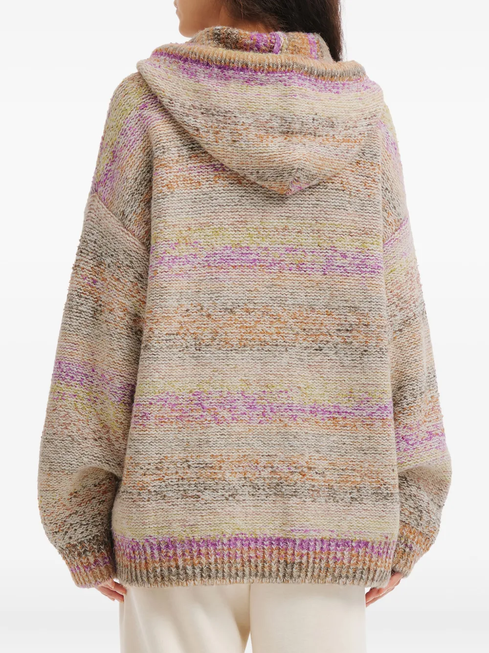 B+ab Striped Hooded Hoodie In Neutral