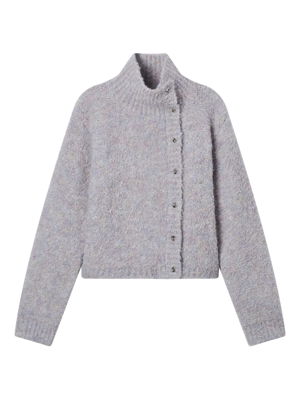 B+ab Button High-neck Cardigan In Gray