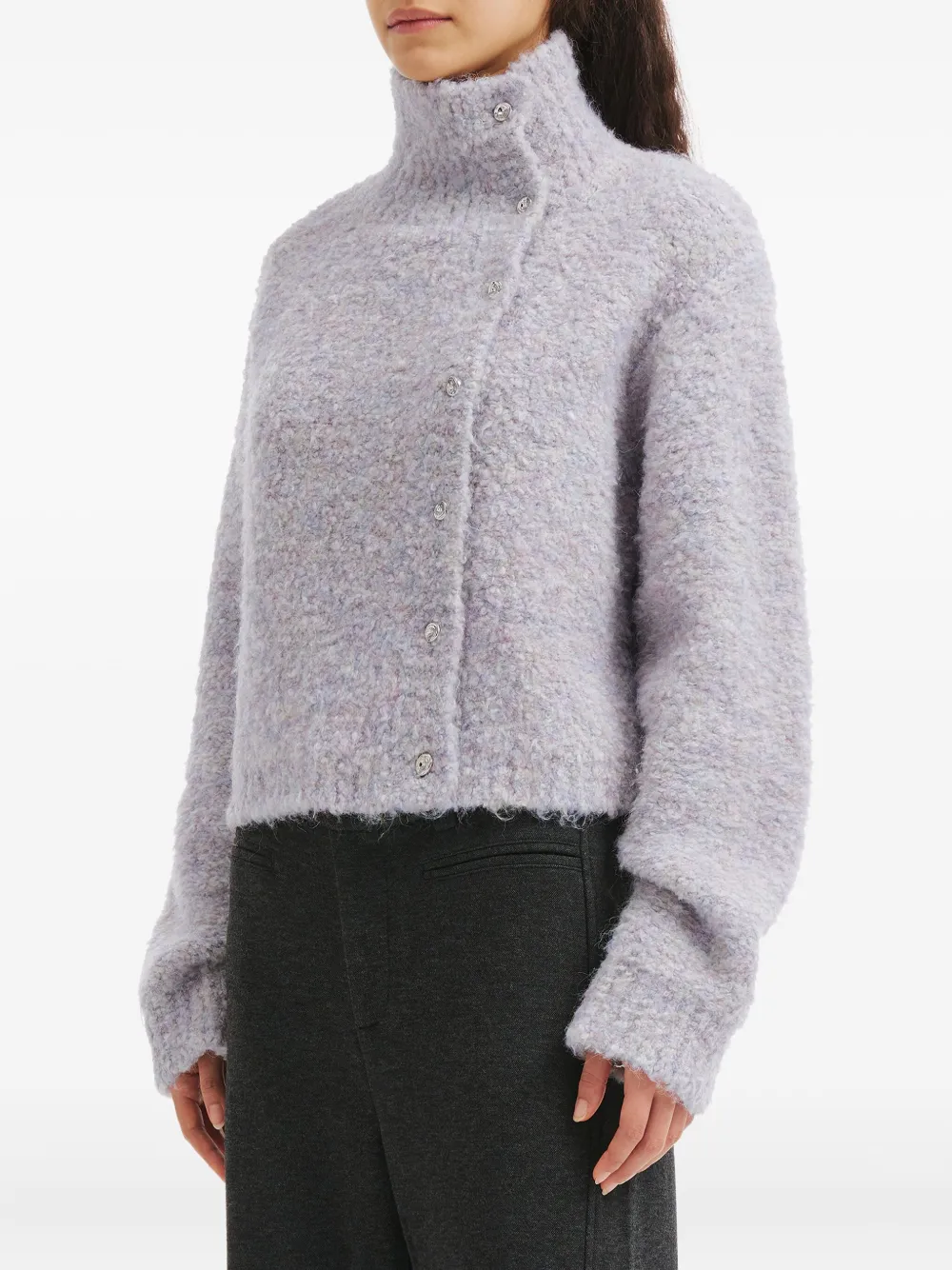 B+ab Button High-neck Cardigan In Gray