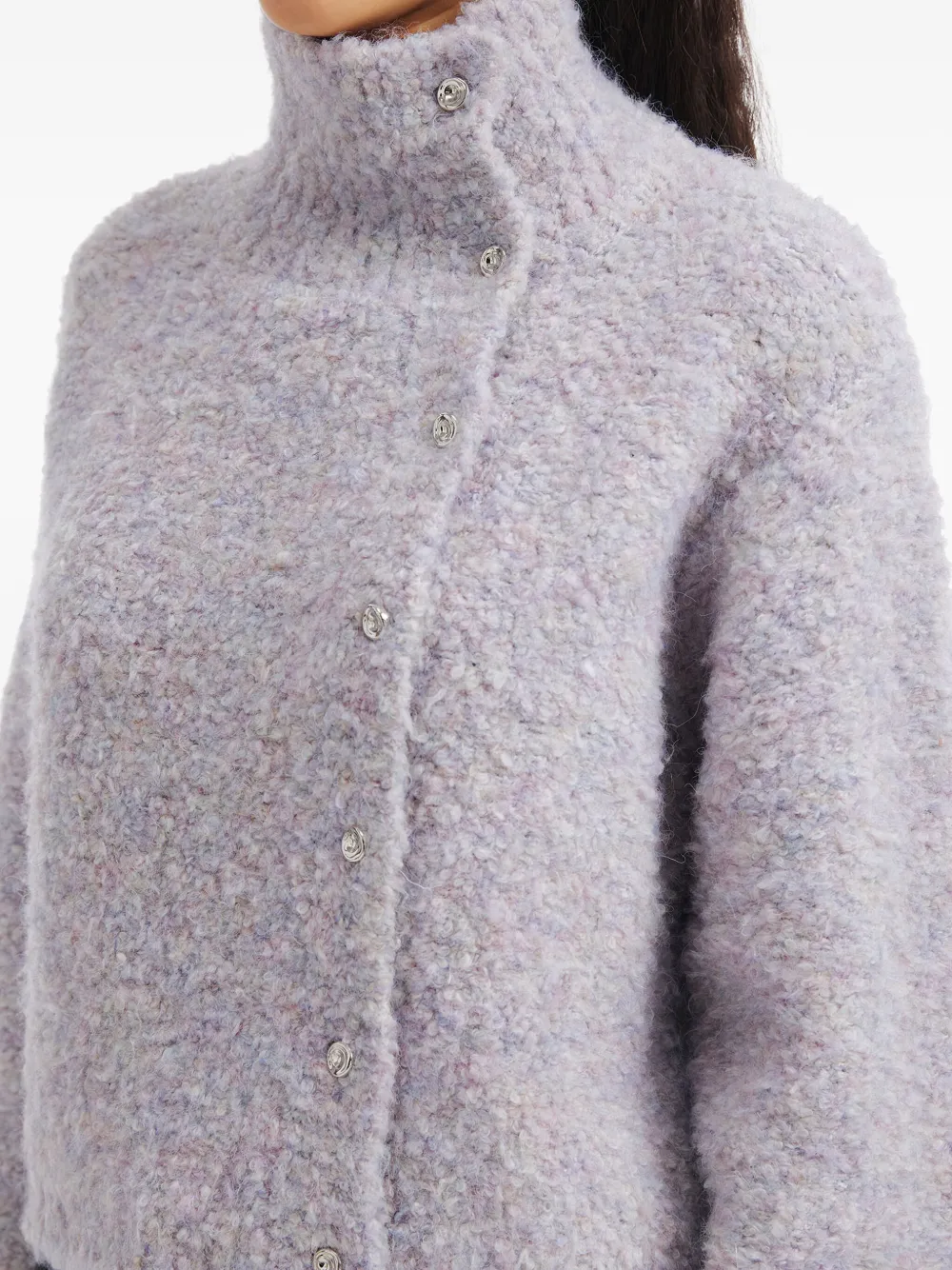 B+ab Button High-neck Cardigan In Gray