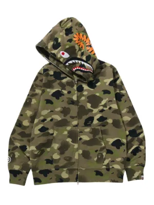 A BATHING APE® Tree Edge Camo Shark zip-up Hoodie | Brown