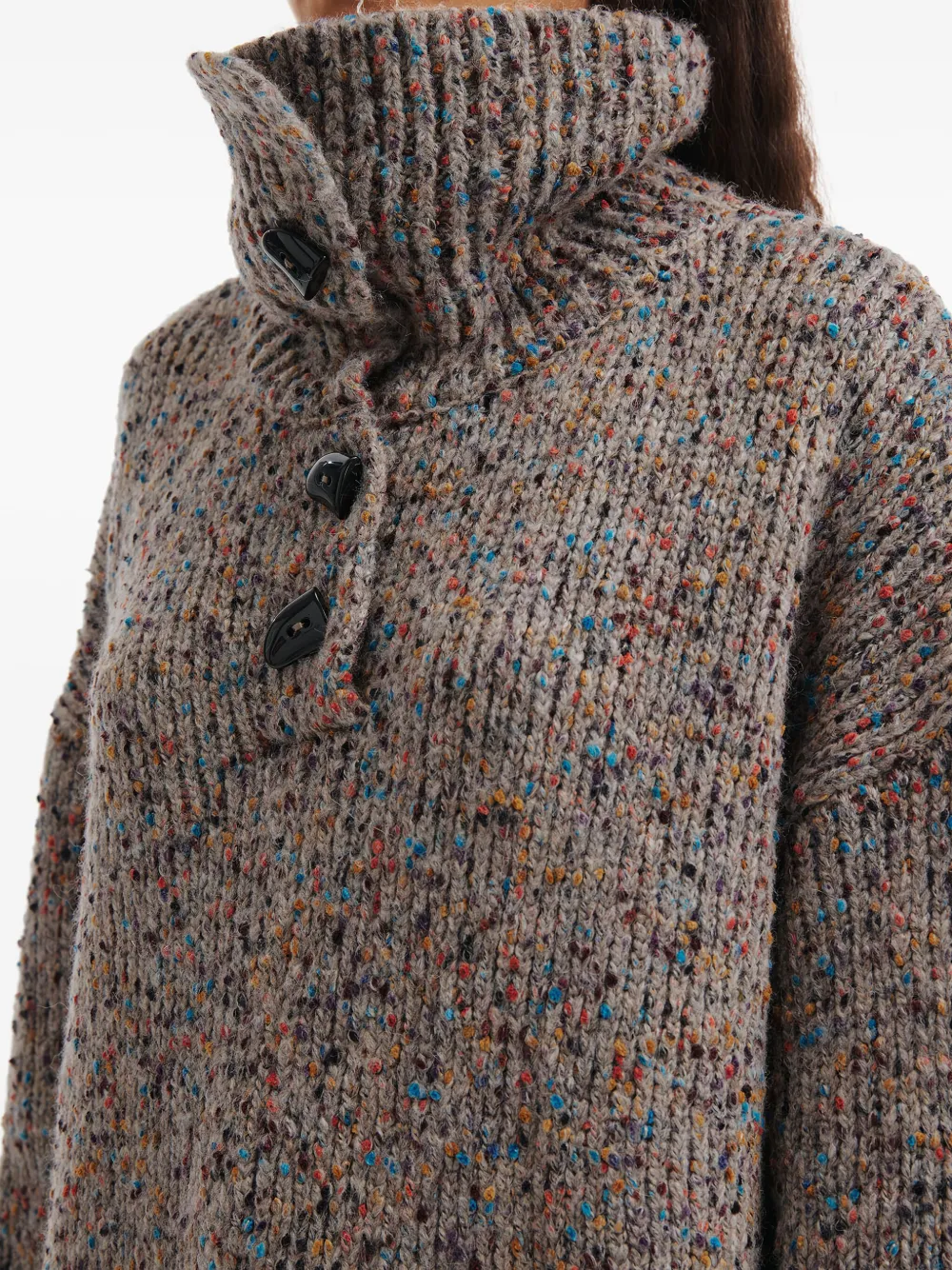 b+ab Trui met hoge hals en knopen Bruin