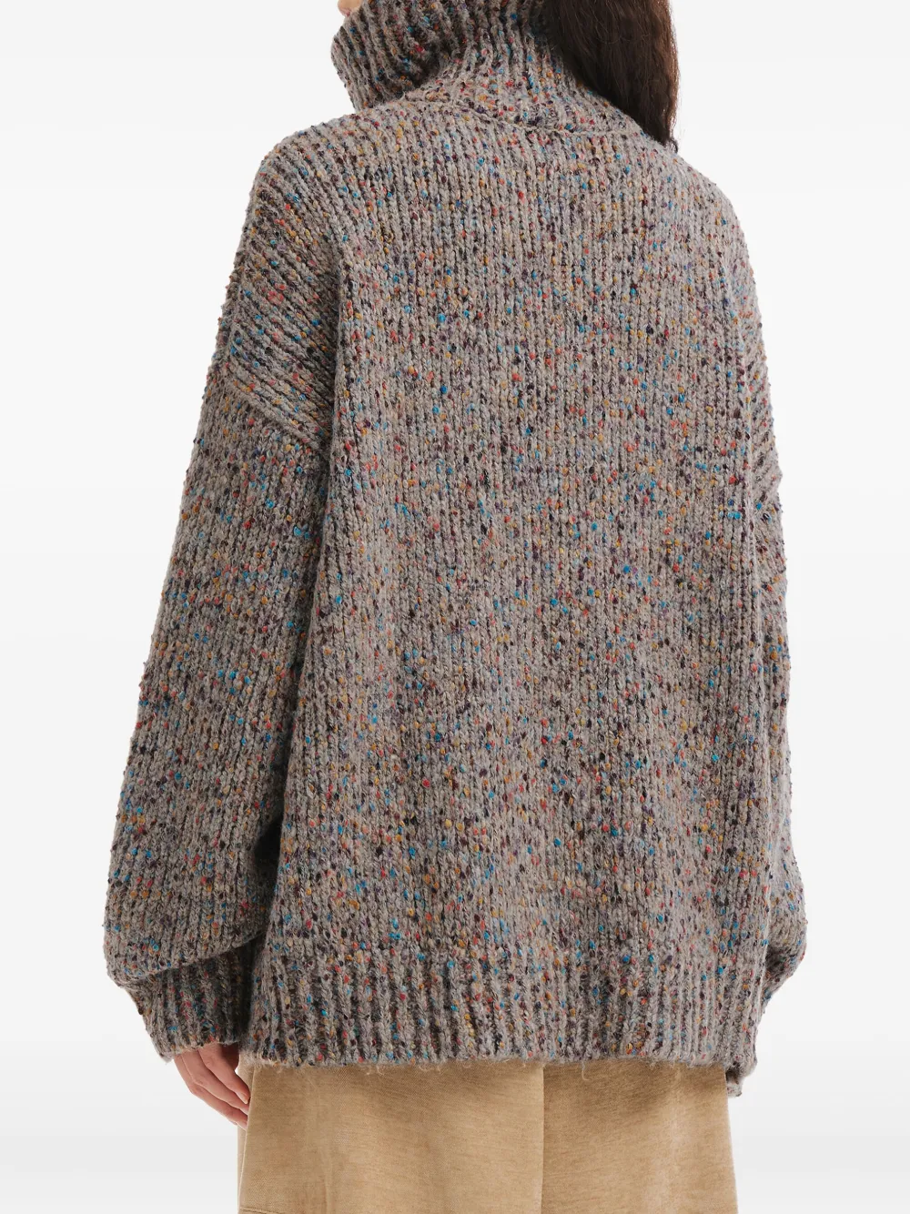 b+ab Trui met hoge hals en knopen Bruin