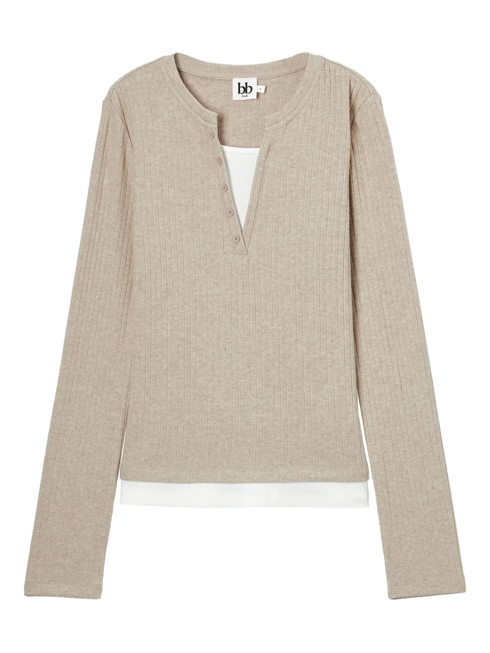 b+ab buttoned ribbed top | Neutrals | Image 1