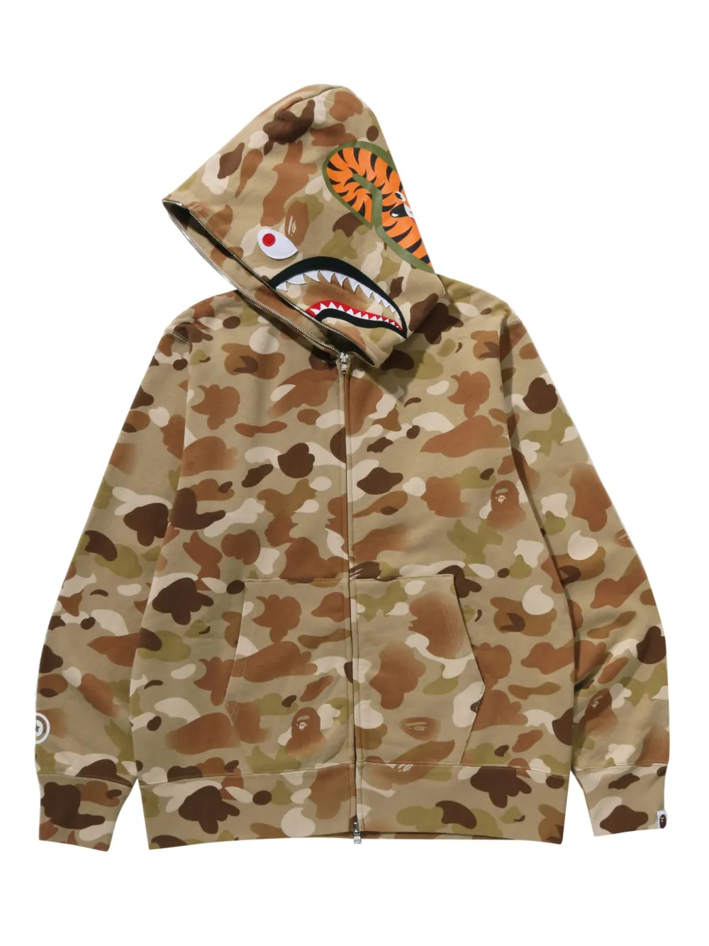 A BATHING APE Hoodie met camouflageprint en ritssluiting Beige