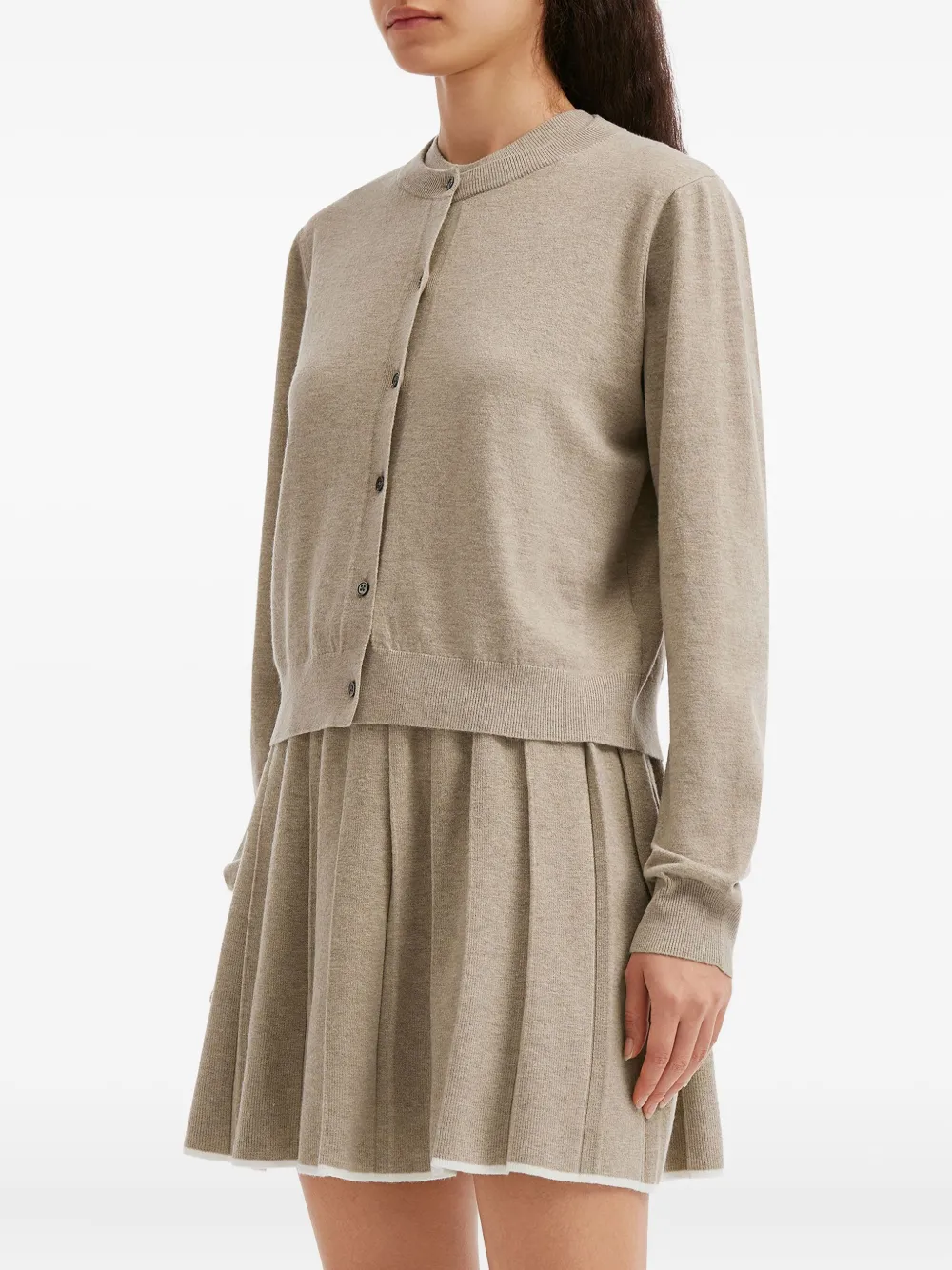 b+ab Geplooide playsuit met knopen Beige