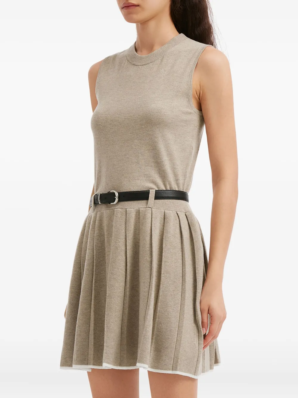 b+ab Geplooide playsuit met knopen Beige