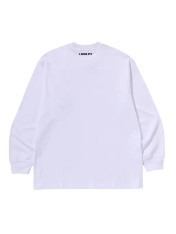 A BATHING APE® long-sleeve logo-patch T-shirt | White | FARFETCH ZA