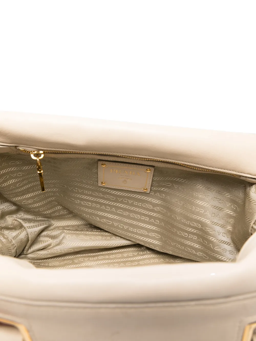 PRADA Pre-owned 2010s Gaufre Ruched Tote Bag In Neutral