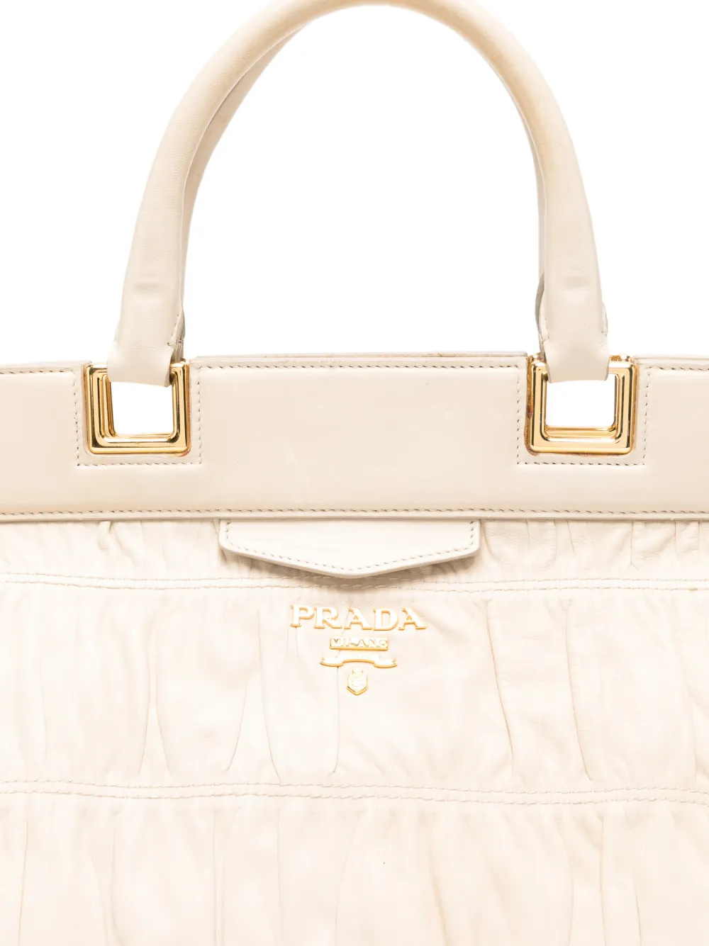 PRADA Pre-owned 2010s Gaufre Ruched Tote Bag In Neutral