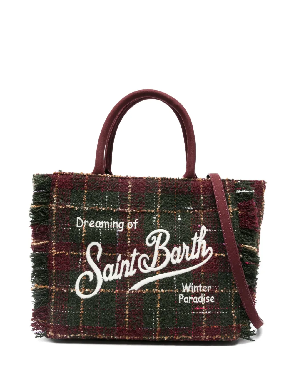MC2 Saint Barth check fringed tote bag | Red | Image 1