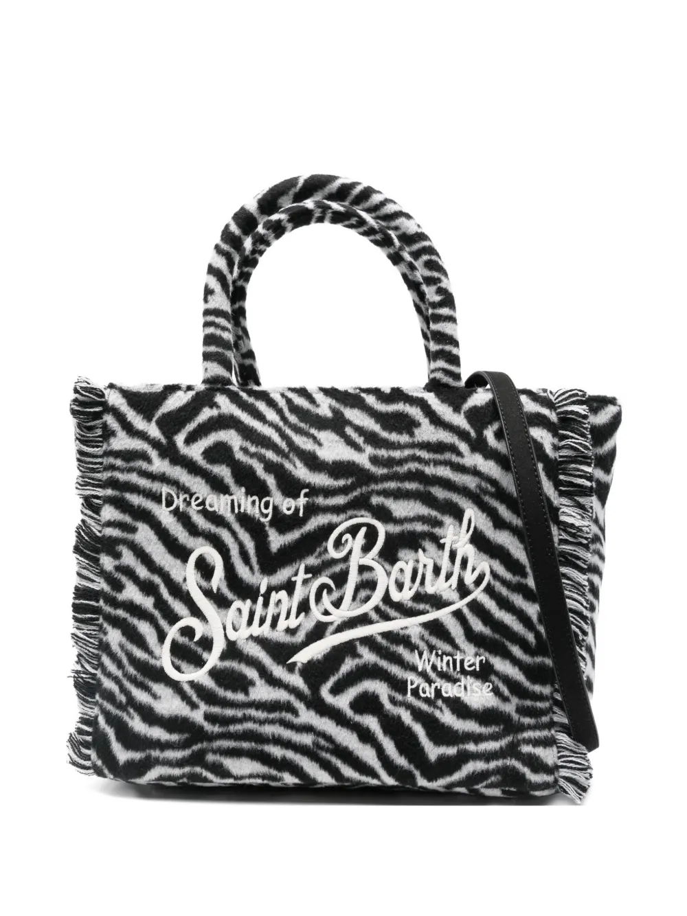 MC2 Saint Barth zebra print fringed tote bag | Black | Image 1