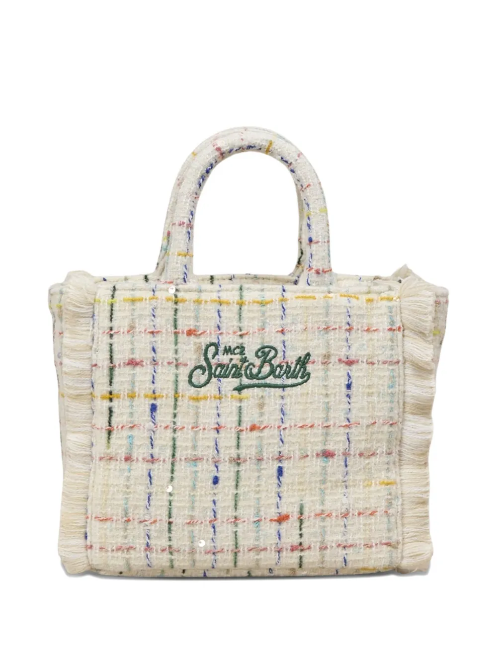 Mc2 Saint Barth Mini Vanity Fringed Tote Bag In Neutral