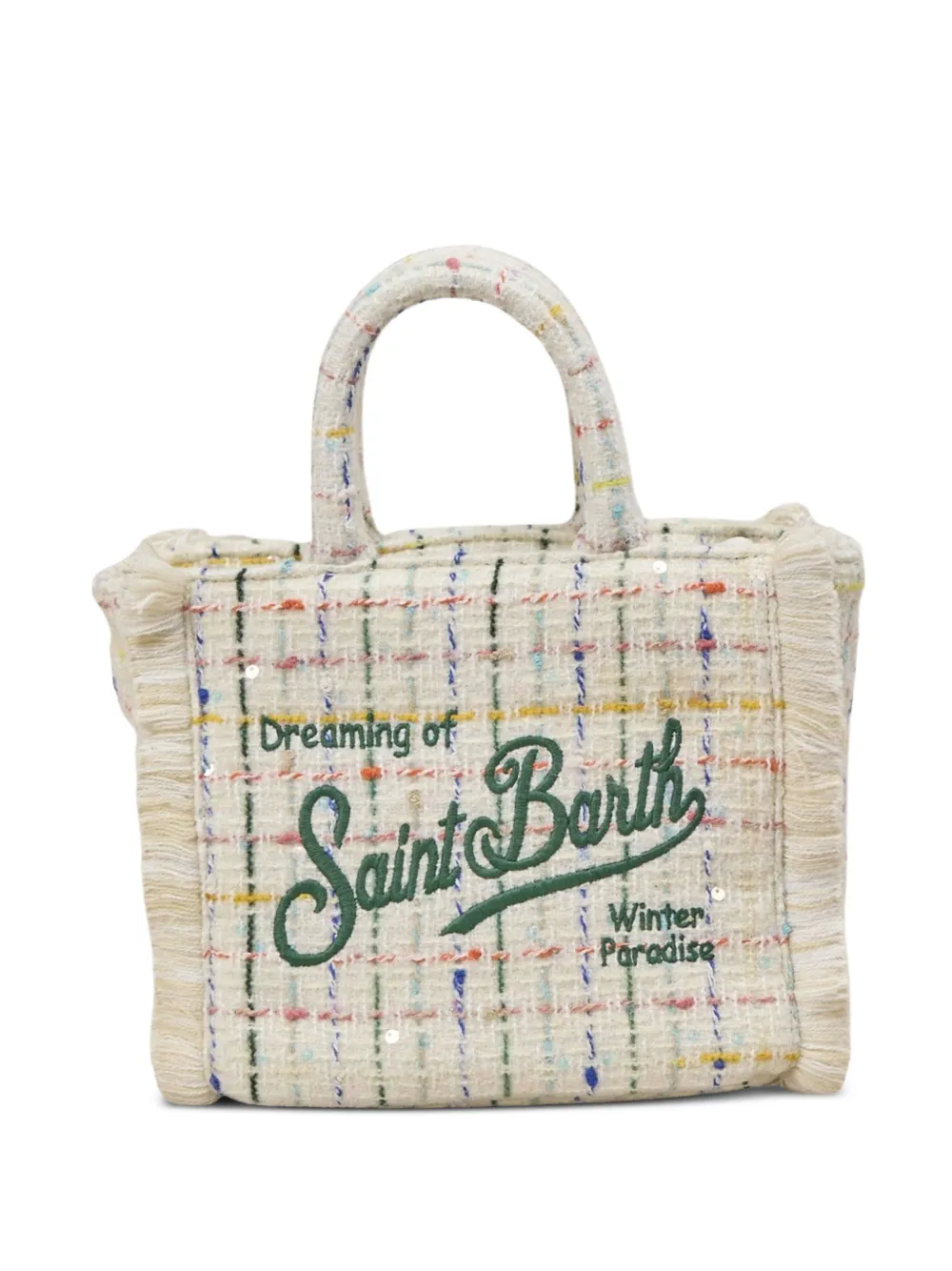 MC2 Saint Barth tote Vanity mini a rayas con flecos | neutro | Image 1