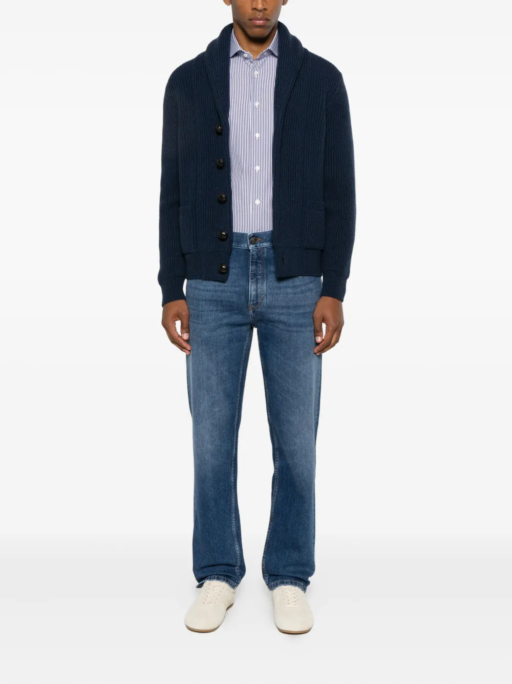 BORRIELLO NAPOLI striped cotton shirt - Blauw