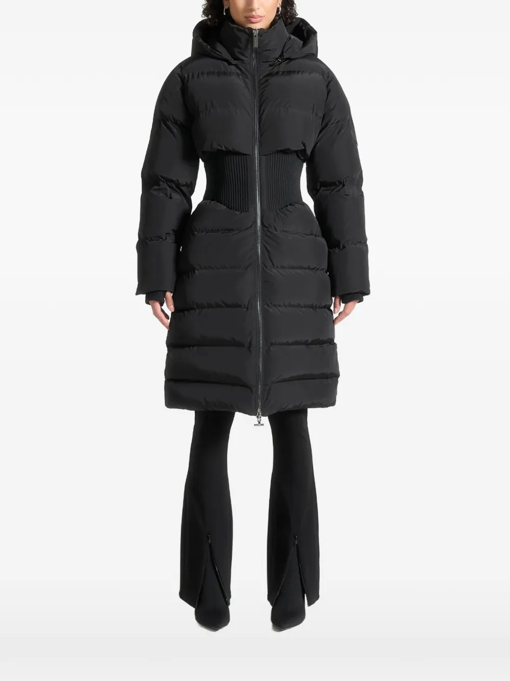 Manière De Voir Mira Corset-detail Coat In Black