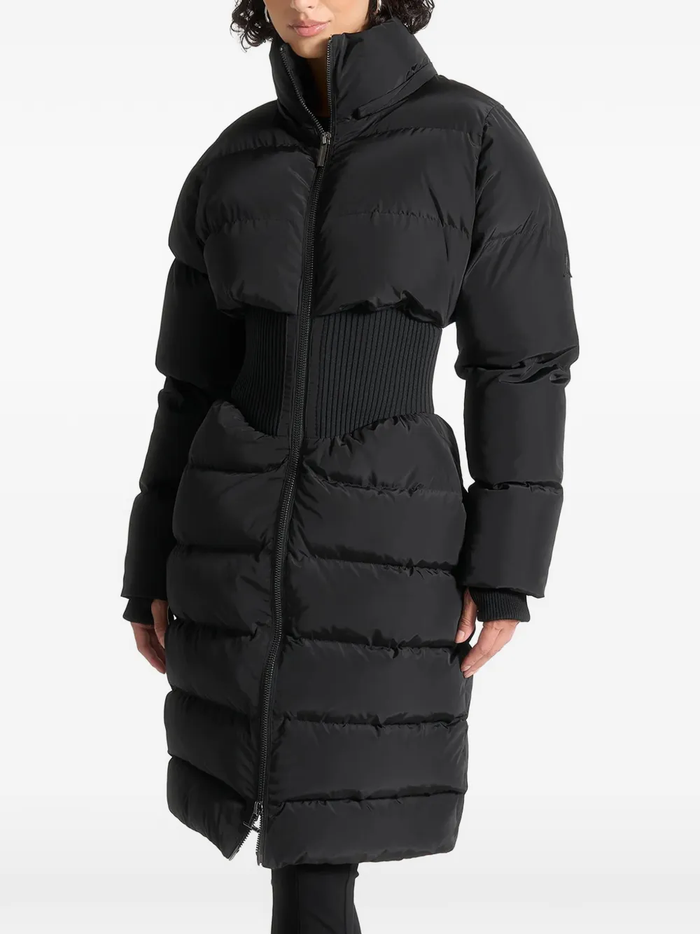 Manière De Voir Mira Corset-detail Coat In Black