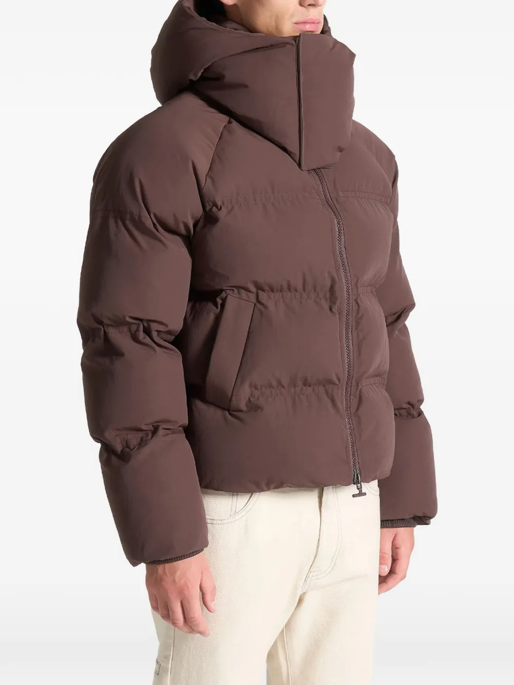 Manière De Voir wrap-neck puffer jacket Bruin
