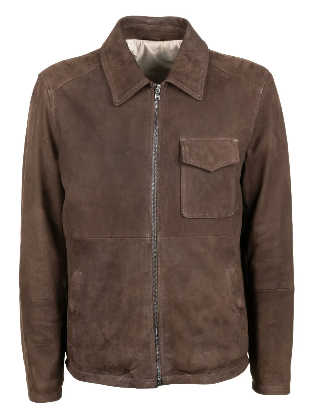 Barba leather zip-up jacket | Brown | Image 1