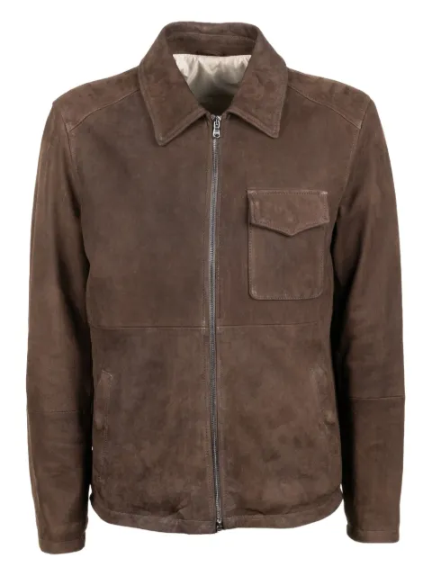 Barba leather zip-up jacket