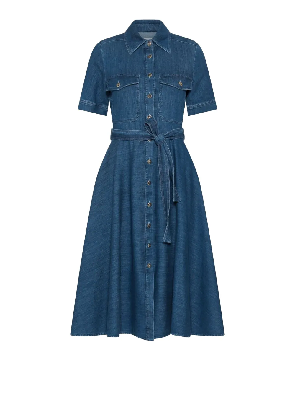 Marella Fagotto buttoned belted midi dress - Blauw