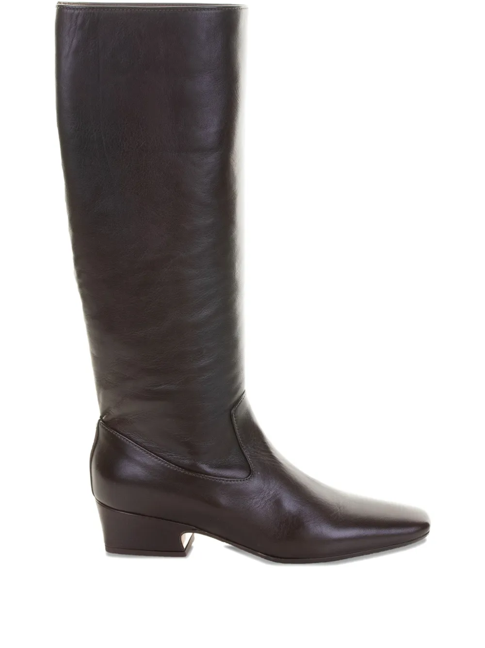 Lorena Paggi Square-toe Leather Boots In Brown