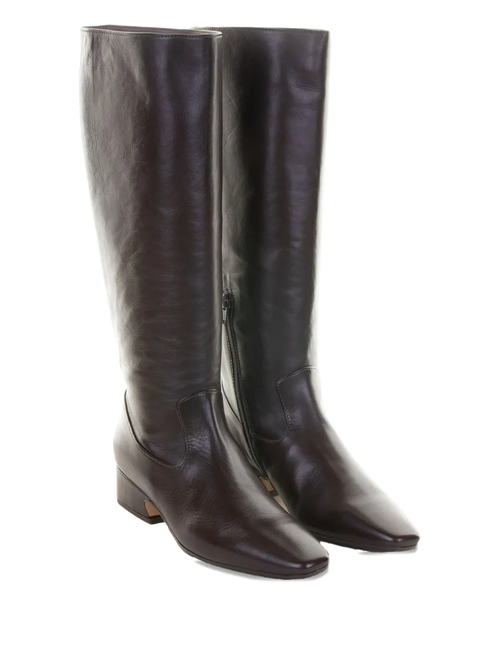 Lorena Paggi Square-toe Leather Boots In Brown