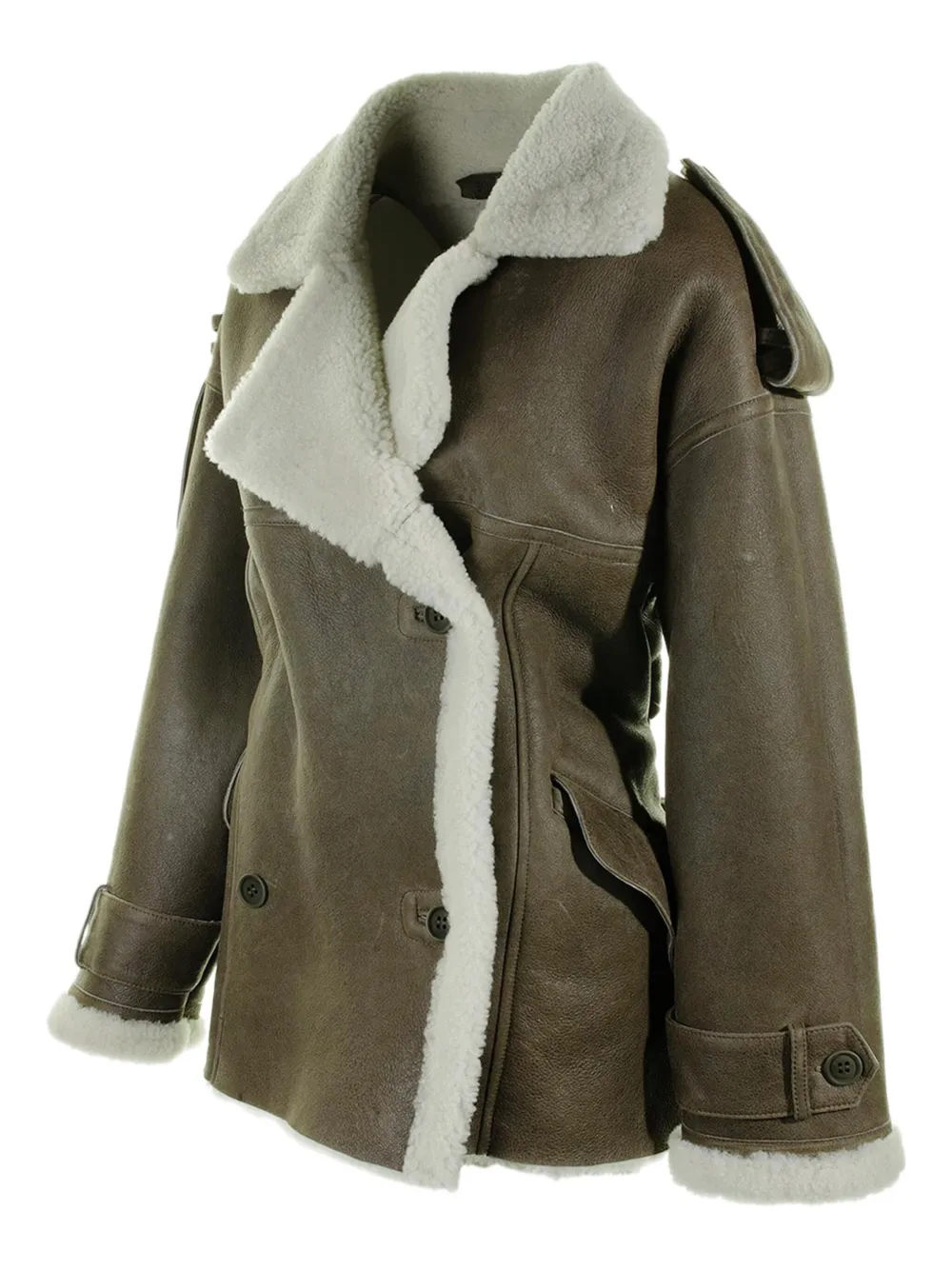 Santoro Shearling-fur Double-breasted Jacket In Brown