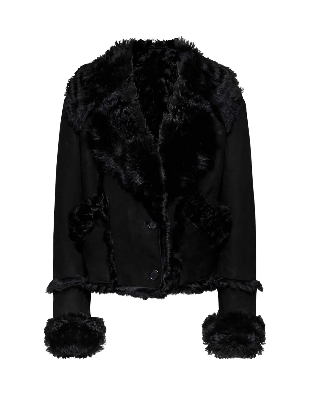 Santoro Fur Leather Jacket In Black